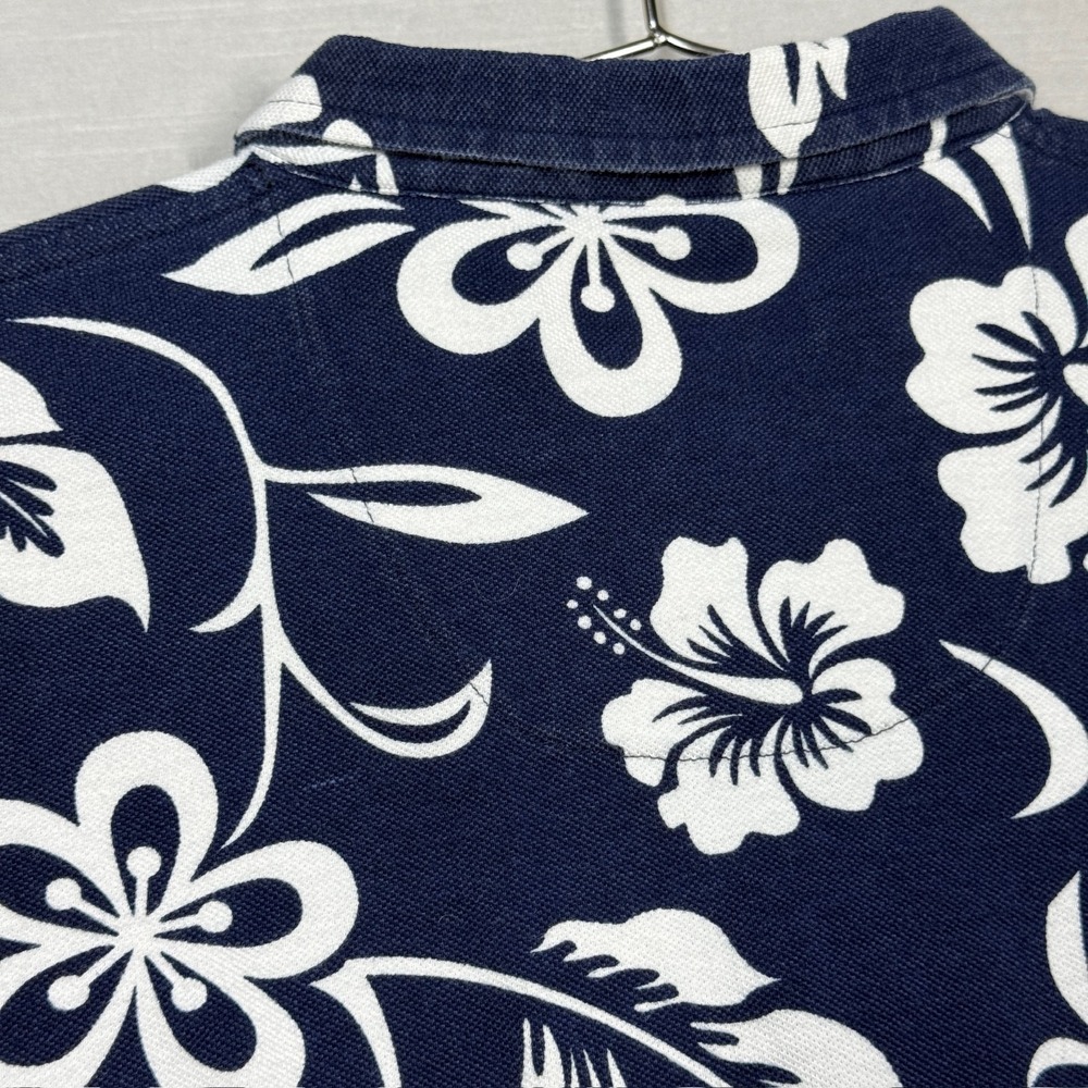 Vintage Crazy Shirts Hawaiian Polo Mens Large Blue Short Sleeve Floral Knit USA - Picture 7 of 11